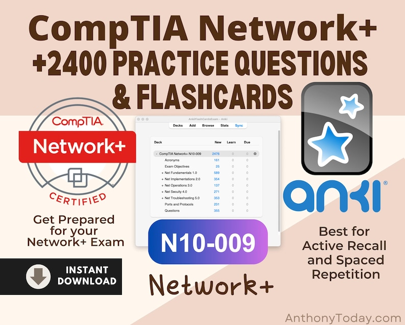Comptia Network+ Plus V9 Anki Flashcards | Official N10-009 Exam Prep ...