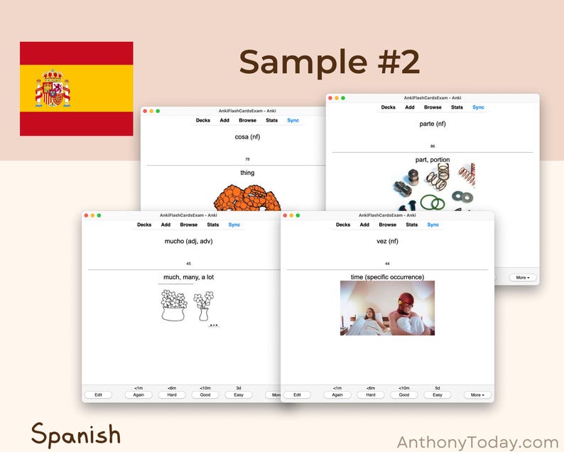 Spanish Anki Flashcards with Audio & Illustrations | Spanish Study Guide for Vocabulary, Grammar, Pronunciation and English Translations Spanish Anki Flashcards with Audio & Illustrations | Spanish Study Guide for Vocabulary, Grammar, Pronunciation
