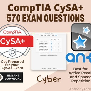 Cartes mémoire CompTIA CySA+ CS0-003 | Guide d'étude approfondie et cartes de préparation aux examens pour réussir votre certification | Carte CompTIA CySA plus Cyber Prep