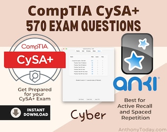 Tarjetas de estudio Anki para el examen CompTIA CySA+ CS0-003 / Preguntas oficiales de preparación (descarga digital)