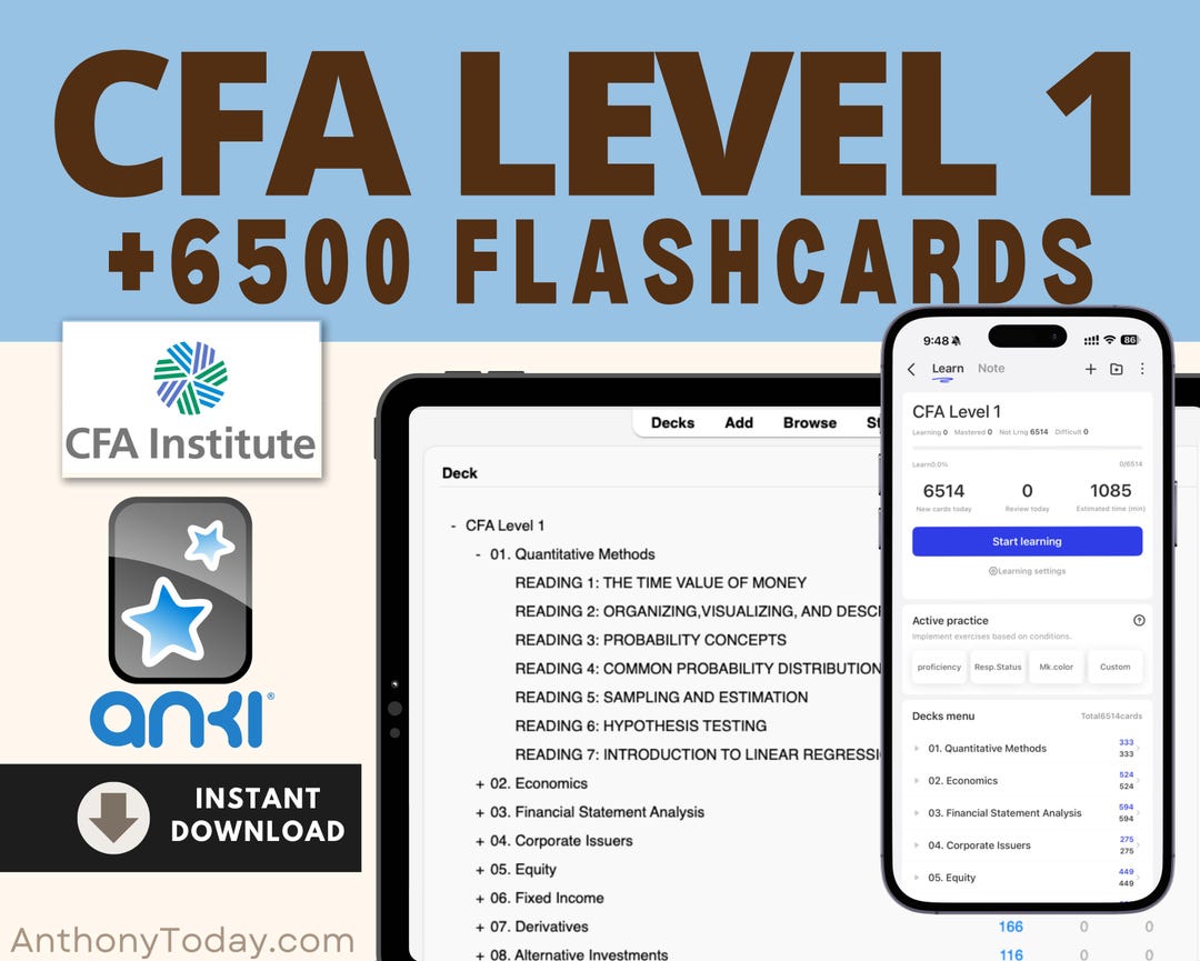 2026 CFA Level 1 Exam Prep | 5000+ Anki Flashcards | Official Questions ...
