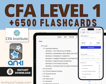 Preparación para el examen CFA Nivel 1 2026 / Más de 5000 tarjetas Anki / Práctica con preguntas oficiales (Descarga digital)