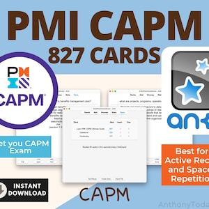 Anki Flashcards de préparation à l'examen PMI CAPM | Guide d'étude d'associé certifié en gestion de projet | Maîtrisez les concepts de PM pour réussir votre certification