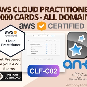 AWS Cloud Practitioner Anki Flashcards | Preparação para o exame CLF-C02 certificado | Domine conceitos, serviços e segurança de nuvem com Ultimate Study Cards