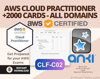 AWS Cloud Practitioner Flashcards Anki | CLF-C02 Exam Prep Questions (Digital Download)
