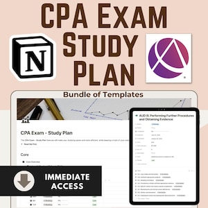 Notion Vorlage CPA Prüfungsplan | Organisieren Sie Ihren Stundenplan, verfolgen Sie den Fortschritt, meistern Sie alle CPA Themen | Ultimative Lernhilfe für den Prüfungserfolg