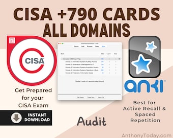 Tarjetas de estudio Anki para la preparación del examen CISA / Preguntas de práctica oficiales de ISACA (Descarga digital)