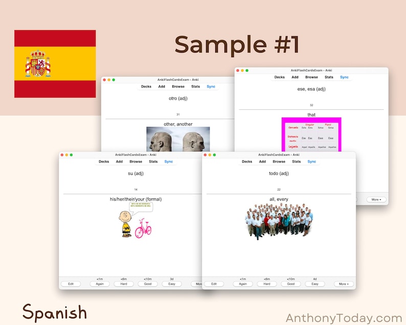 Spanish Anki Flashcards with Audio & Illustrations | Spanish Study Guide for Vocabulary, Grammar, Pronunciation and English Translations Spanish Anki Flashcards with Audio & Illustrations | Spanish Study Guide for Vocabulary, Grammar, Pronunciation