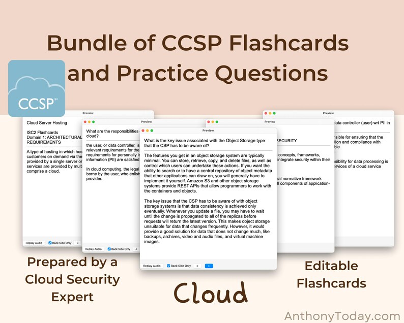 CCSP Certification Flashcards Anki | Official Cloud Security Exam ...