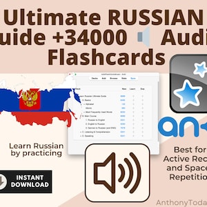 Guía definitiva de ruso: Fichas de Anki / Domina el vocabulario, la gramática y la pronunciación / Tarjetas de estudio con audio para todos los niveles