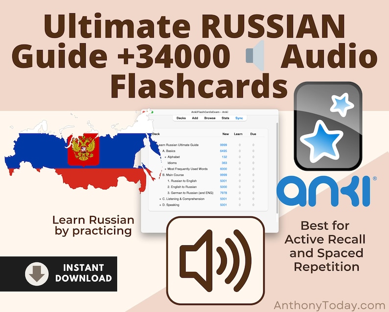Russian Ultimate Guide Anki Flashcards | Master Vocabulary, Grammar & Pronunciation | Audio-Enhanced Study Cards for All Language Levels Russian Ultimate Guide Anki Flashcards | Master Vocabulary, Grammar & Pronunciation | Audio-Enhanced Study Cards