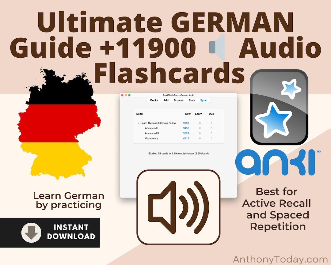 German Anki Flashcards With Audio | Complete Grammar Vocabulary Card ...