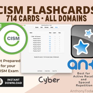 Certification CISM Anki Flashcards | Aides à l'étude de l'ISACA pour la réussite aux examens | Jeux de cartes mémoire pour améliorer vos connaissances sur le CISM | Questions d'examen électronique