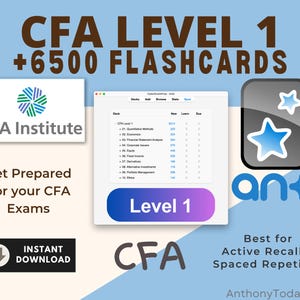 Flashcards Anki niveau 1 du CFA | Préparation à l'examen Master Chartered Financial Analyst avec outils d'étude approfondie pour réussir le niveau 1 du CFA