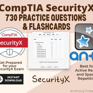 Tarjetas de estudio de CompTIA SecurityX Anki: guía de estudio completa, Security Practitioner CAS-005, tarjetas de preparación para el examen/notas de estudio para la preparación del examen cibernético