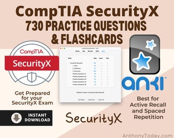 Tarjetas didácticas de CompTIA SecurityX (V5) Anki / Guía de estudio para la preparación del examen CAS-005 (Descarga digital)