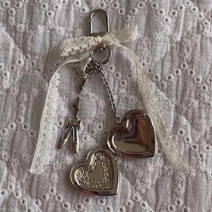Lace Heart Locket Bag Charm