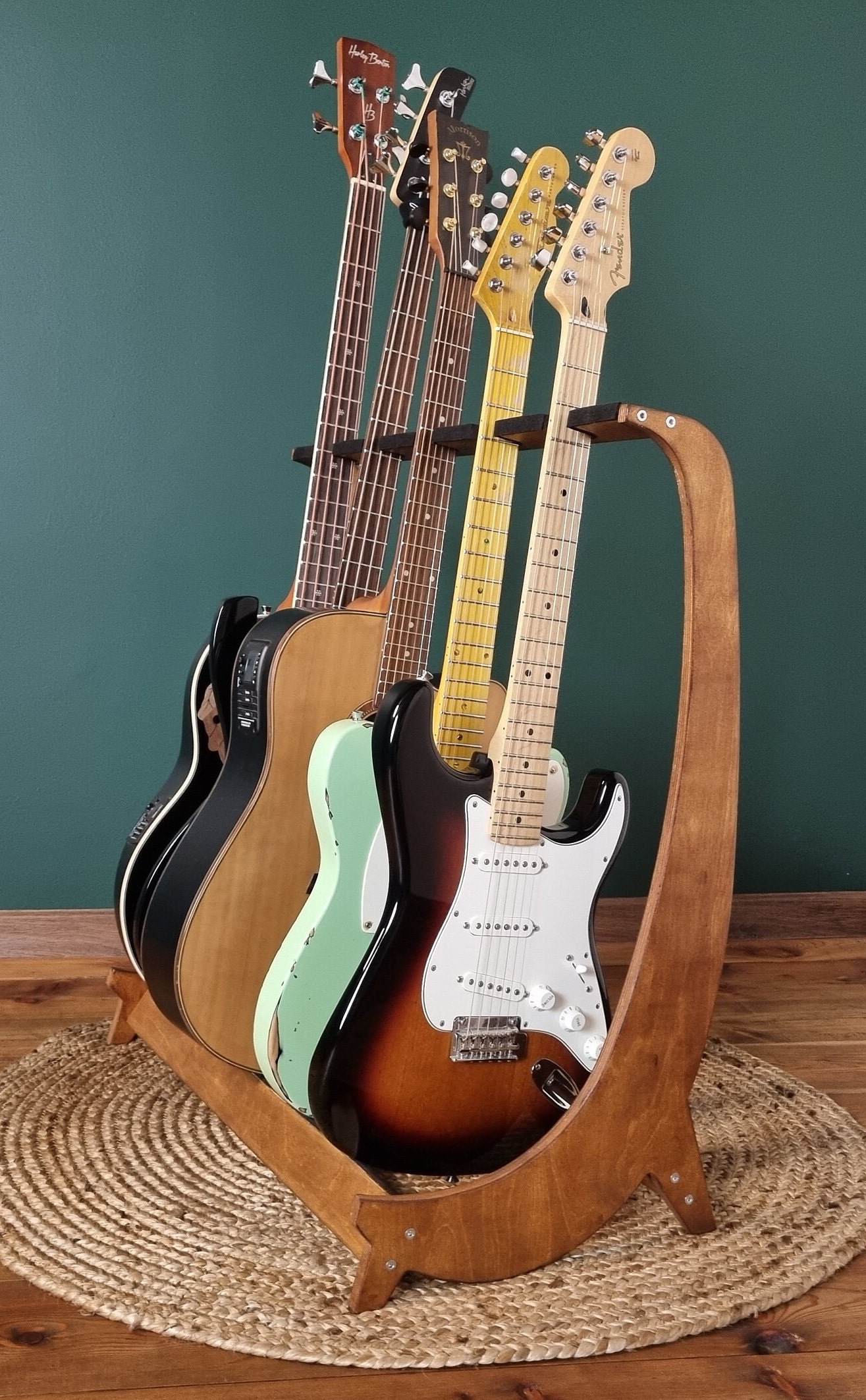 Display Your Guitar Collection in Style With Our Sturdy Wooden Rack for