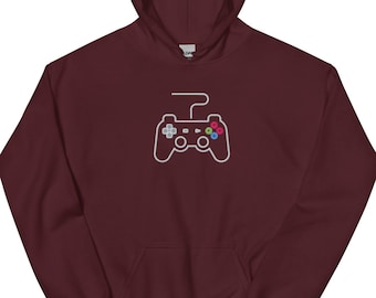 Embroidered Gaming Controller Hoodie: Soft Gamer Sweatshirt