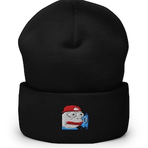 Embroidered MonkaS Beanie - Cuffed Knit Winter Cap