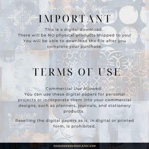 IMPORTANT
This is a digital download. 
There will be NO physical products shipped to you!
COMMERCIAL TERMS
Commercial Use Allowed
Reselling the digital papers as is, in digital or printed form, is prohibited.