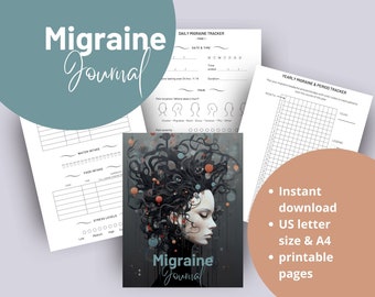 Migraine Journal I logbook Journal and tracker I printable I Migraine tracker pages I abstract I US letter size 8,5 x 11” I Size A4
