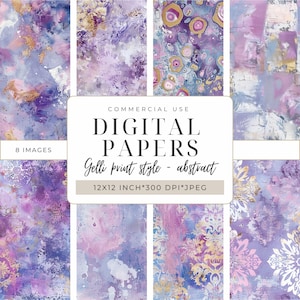 Gelli print style digital Papers  I Printable Scrapbooking Paper | DIY Crafts & Mixed Media I Background papers I Collage 12 x 12 inch I 079