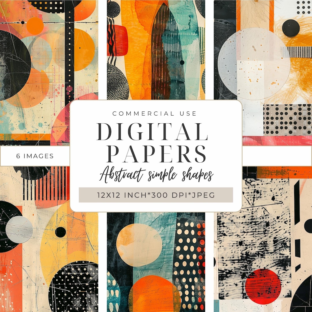 Digital Papers Pack | Abstract Shapes I Grunge I Printable Scrapbooking ...