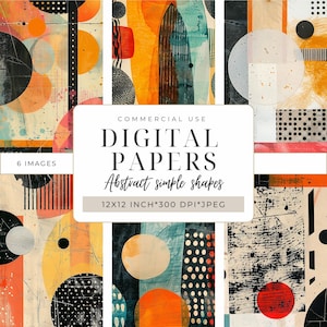 Paquete de papeles digitales / Formas abstractas I Grunge I Papel para scrapbooking imprimible / Manualidades y técnicas mixtas I Papeles de fondo I 12 x 12 "