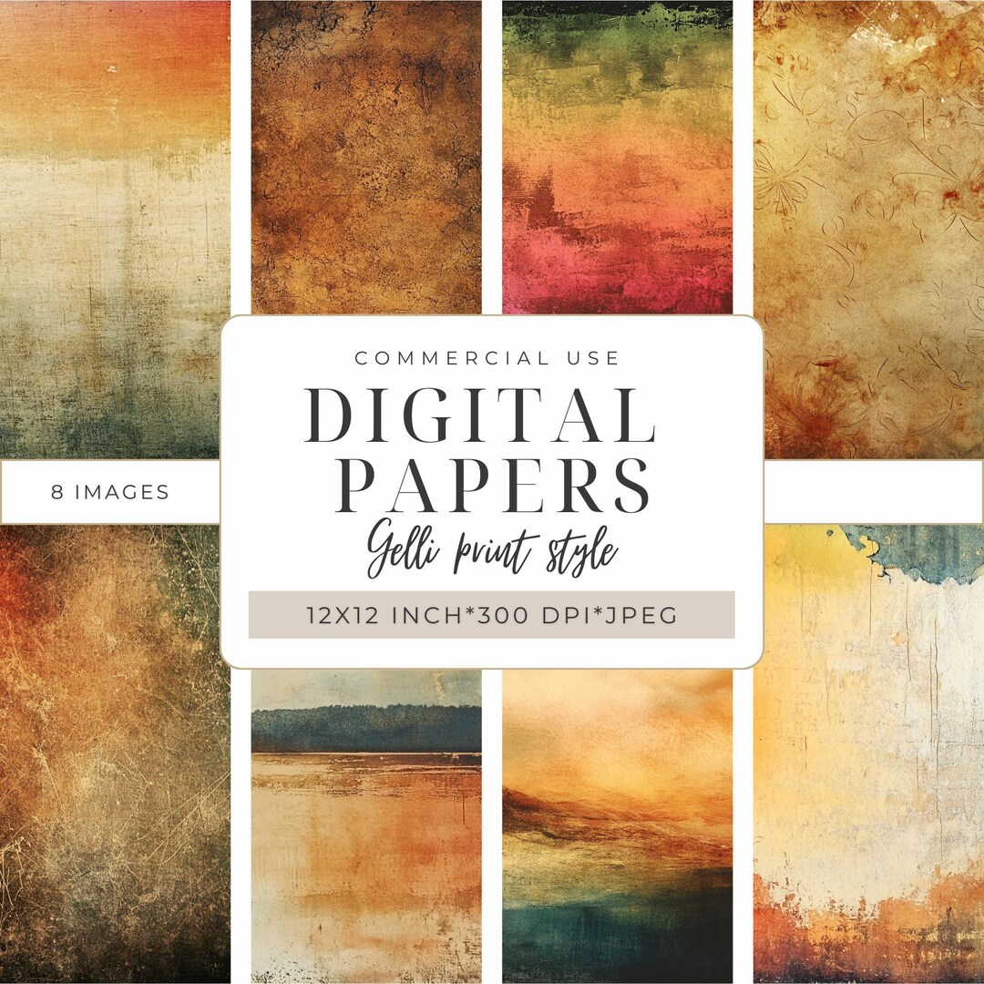 Gelli Print Style Pattern Digital Papers I Earthy Colors I ...