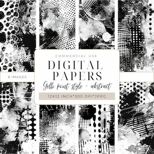Papeles digitales, estilo de impresión en gel para collage, técnicas mixtas y manualidades DIY, fondo digital I Papel de scrapbooking imprimible I 12 x 12 I DP103
