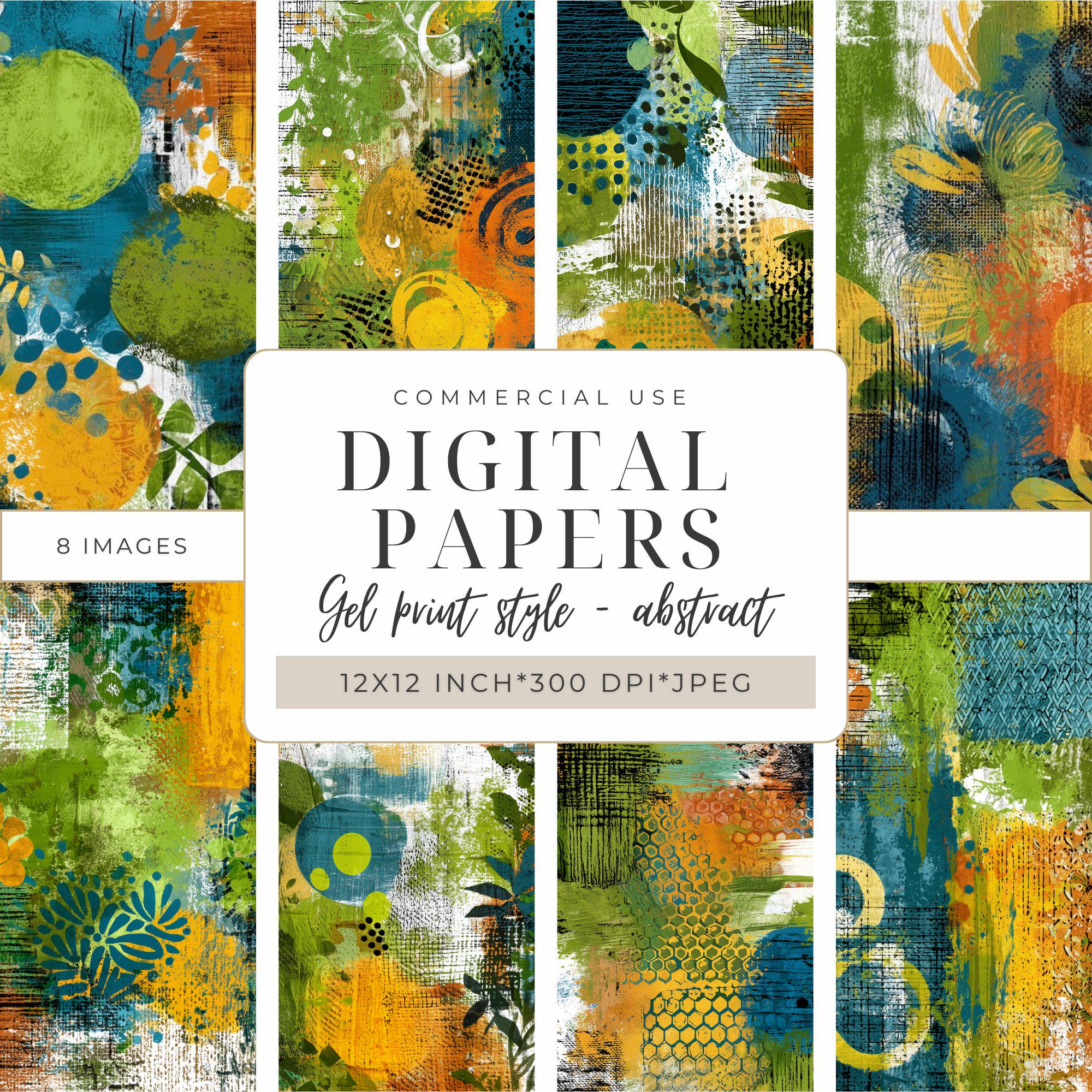 Gel Print Style Digital Papers I Printable Scrapbooking Paper | DIY ...