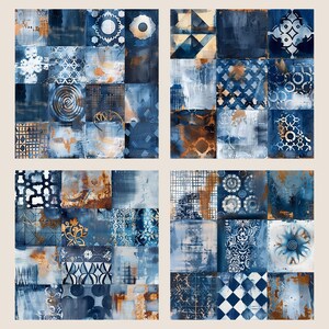 *8 high-quality digital papers
*Size: 12 x 12 inches (3600 x 3600 px)
*JPG file format, 300 DPI 
*Instant download, print-ready files
Rustic Indigo Patchwork: Digital Papers Set, Vintage Tiles & Patterns, printable Backgrounds for Scrapbooking, Collage, Mixed Media, DIY Crafts, 12x12 inch I DPMJ538