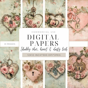 Verstaubtes Schloß, Herz | Shabby Chic style I Vintage I Digitale Papiere I Collage, Scrapbooking | Basteln & Mixed Media I Junk Journal I DPMJ090