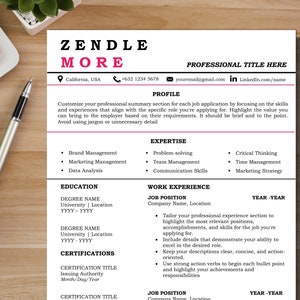 Resume Template Word Professional Resume ATS Friendly Resume CV Template Simple Modern Resume Minimalist Easy Edit Resume Microsoft Word