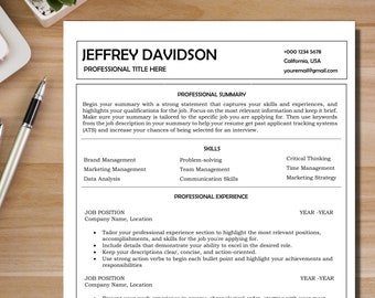Plantilla de CV minimalista: moderna, profesional y compatible con ATS (Word, tamaño A4/Carta EE. UU.)
