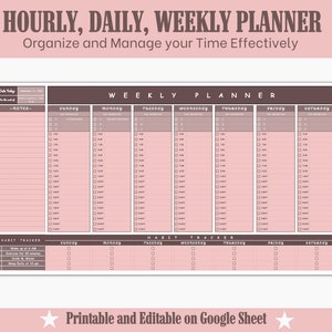 Daily Planner Template Task Tracker Google Sheet To Do List Spreadsheet Weekly Hourly Planner Daily Goal Tracker
