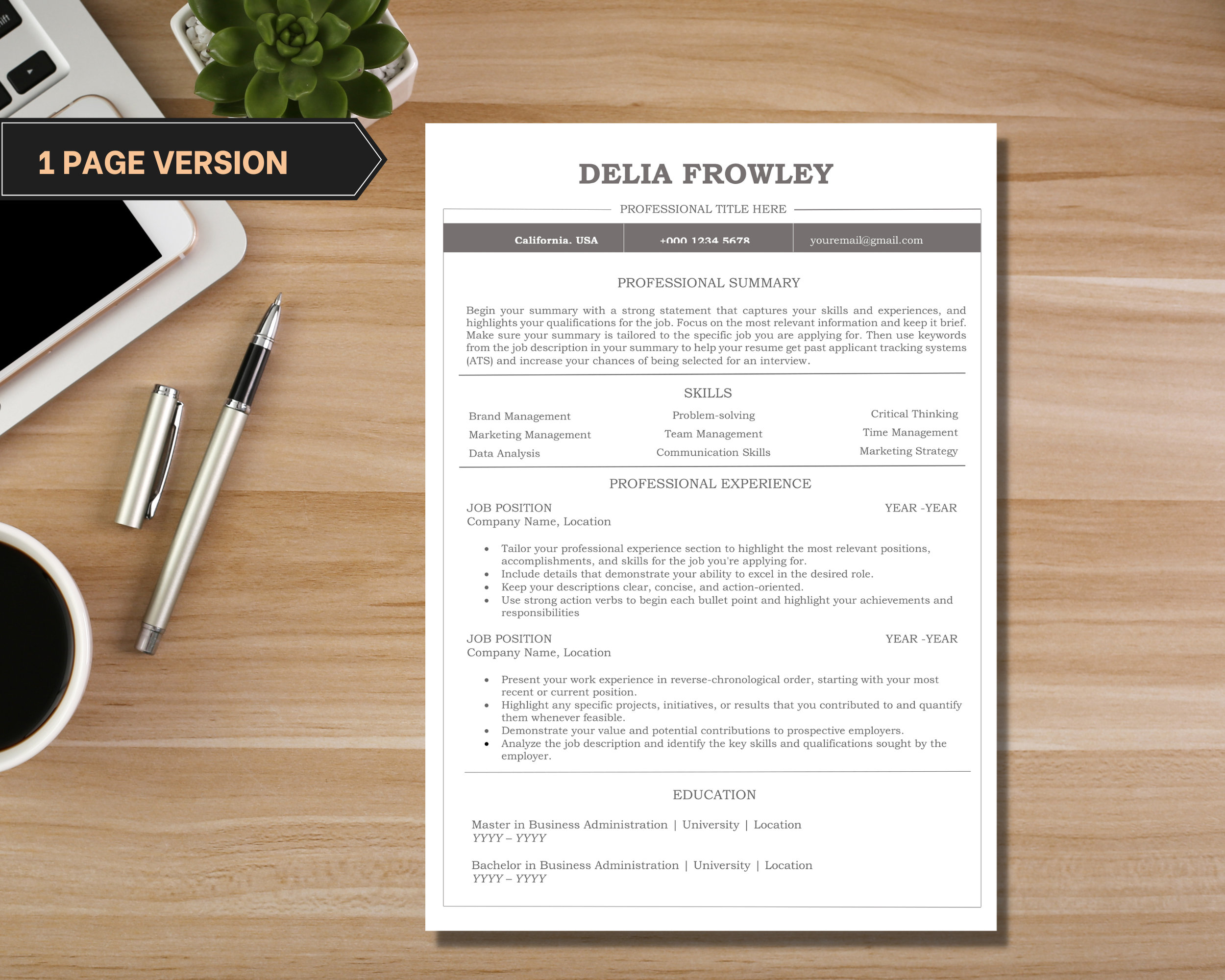 Resume Template ATS Friendly CV Template With Cover Letter - Etsy