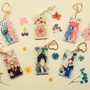 Personalized Keychain Anime Manga Cartoon Photo Pendant Flowers Handmade