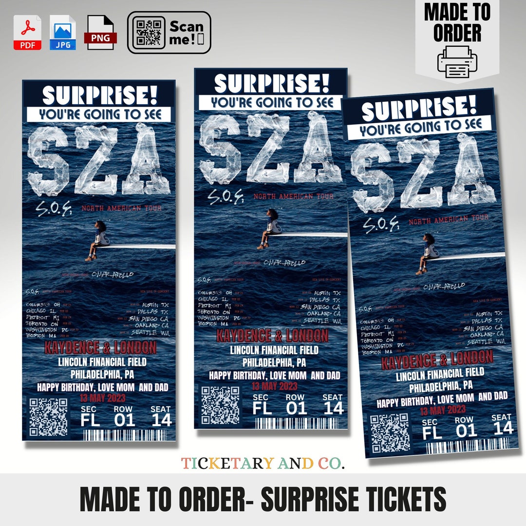 Printable SZA SOS Surprise Tour Ticket Made to Order Faux Etsy