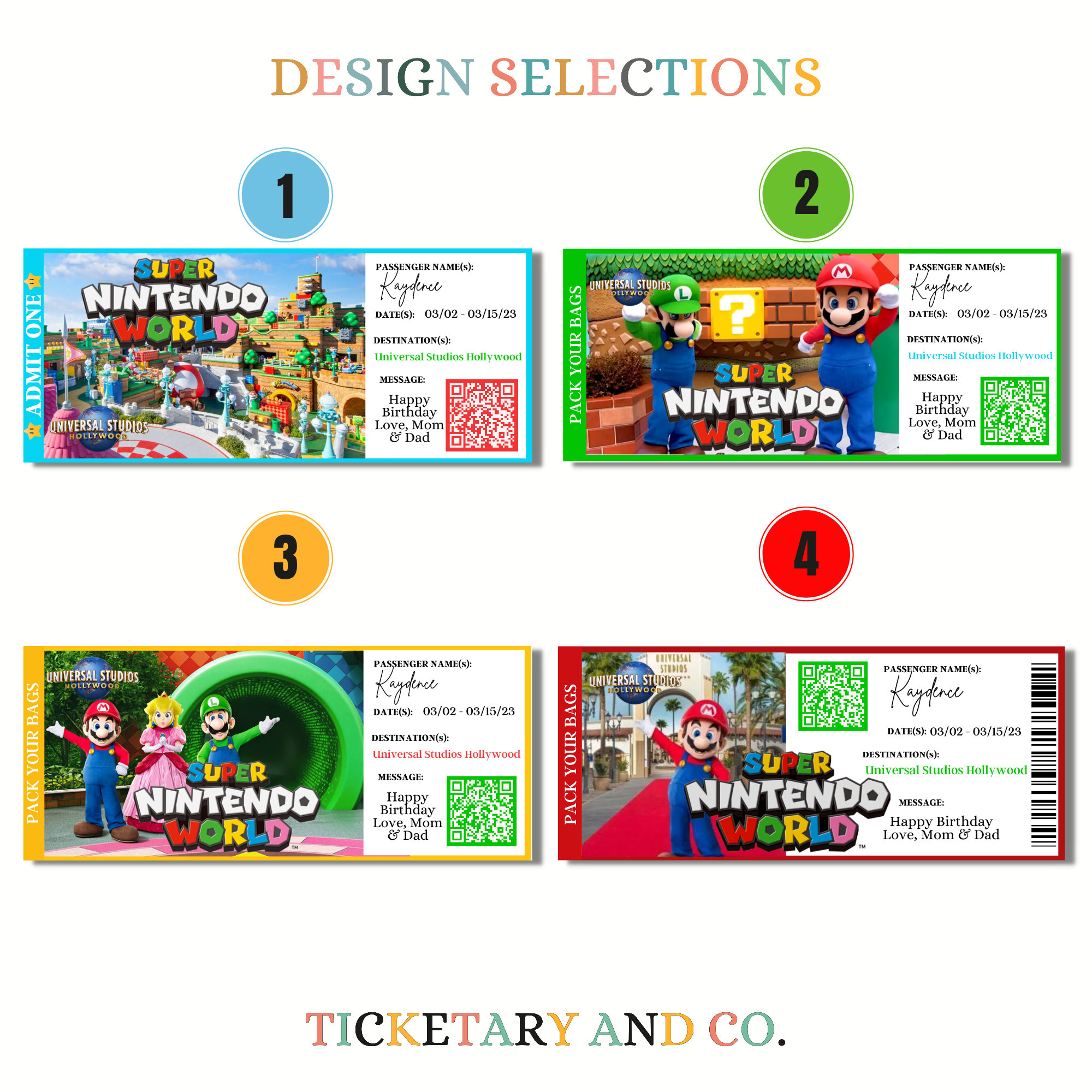 Printable Universal Studios Super Nintendo World Ticket Etsy