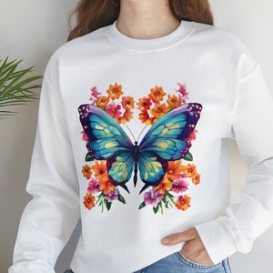 Eye-catching butterfly floral sweatshirt - a perfect addition to your winter wardrobe