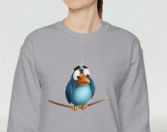 Quirky bird on a branch - Unisex Sweatshirt - great unique gift idea