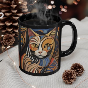 Elegant Abstract Cat Mug : Perfect gift for Cat and art lovers