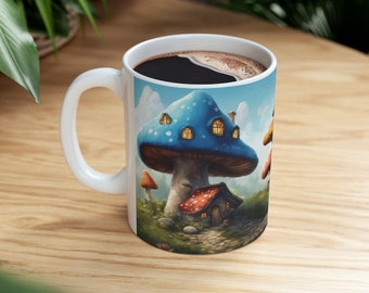 magical mushroom village Coffee Mug - mushroom village mug - mystical mushroom village cup