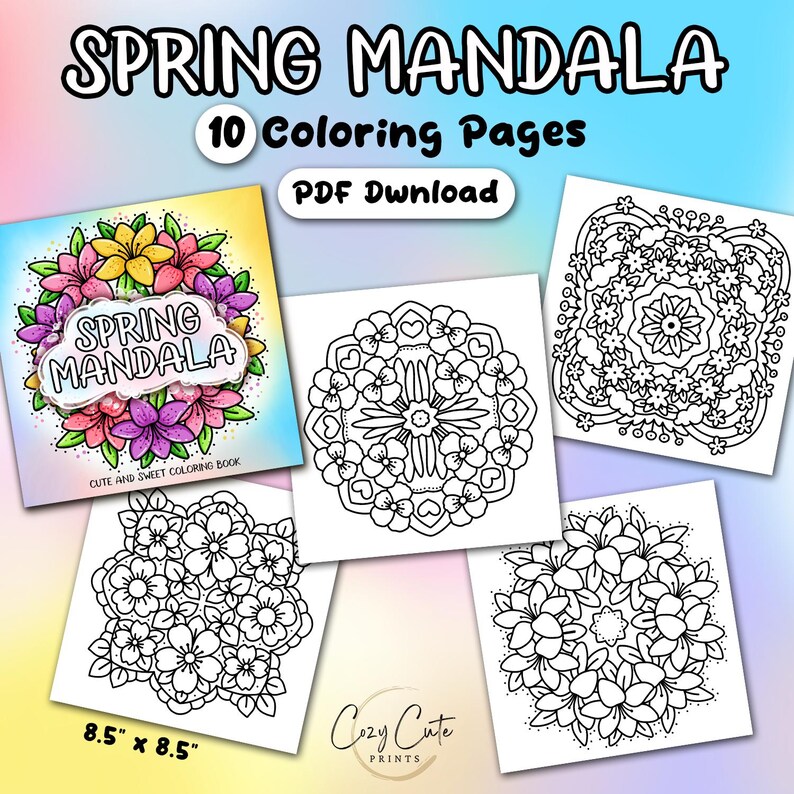 Creo Spring Design Mandalas de primavera para colorear: 10 diseños florales para adultos y ...