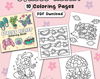 Libro para colorear para aliviar el estrés: 10 diseños atrevidos y fáciles (descarga digital)