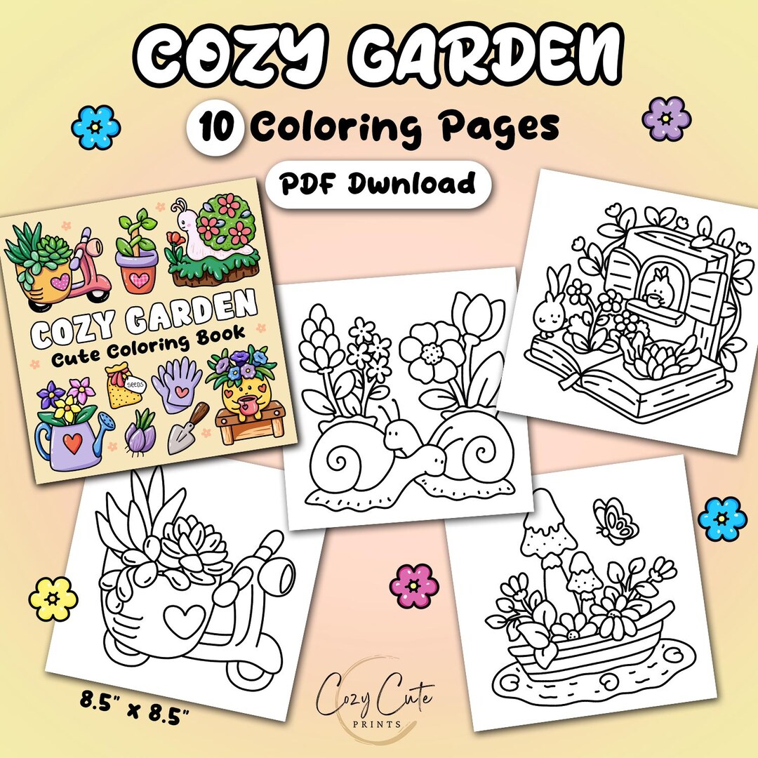 Cozy Garden Coloring Pages: Bold & Easy Designs (digital Download) - Etsy
