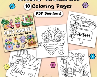 Cozy Garden Coloring Pages: Bold & Easy Designs (Digital Download)