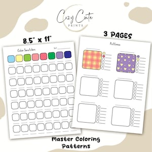 Coloring Practice Pages, Color Swatch Pages, and Pattern Coloring Practice Printables